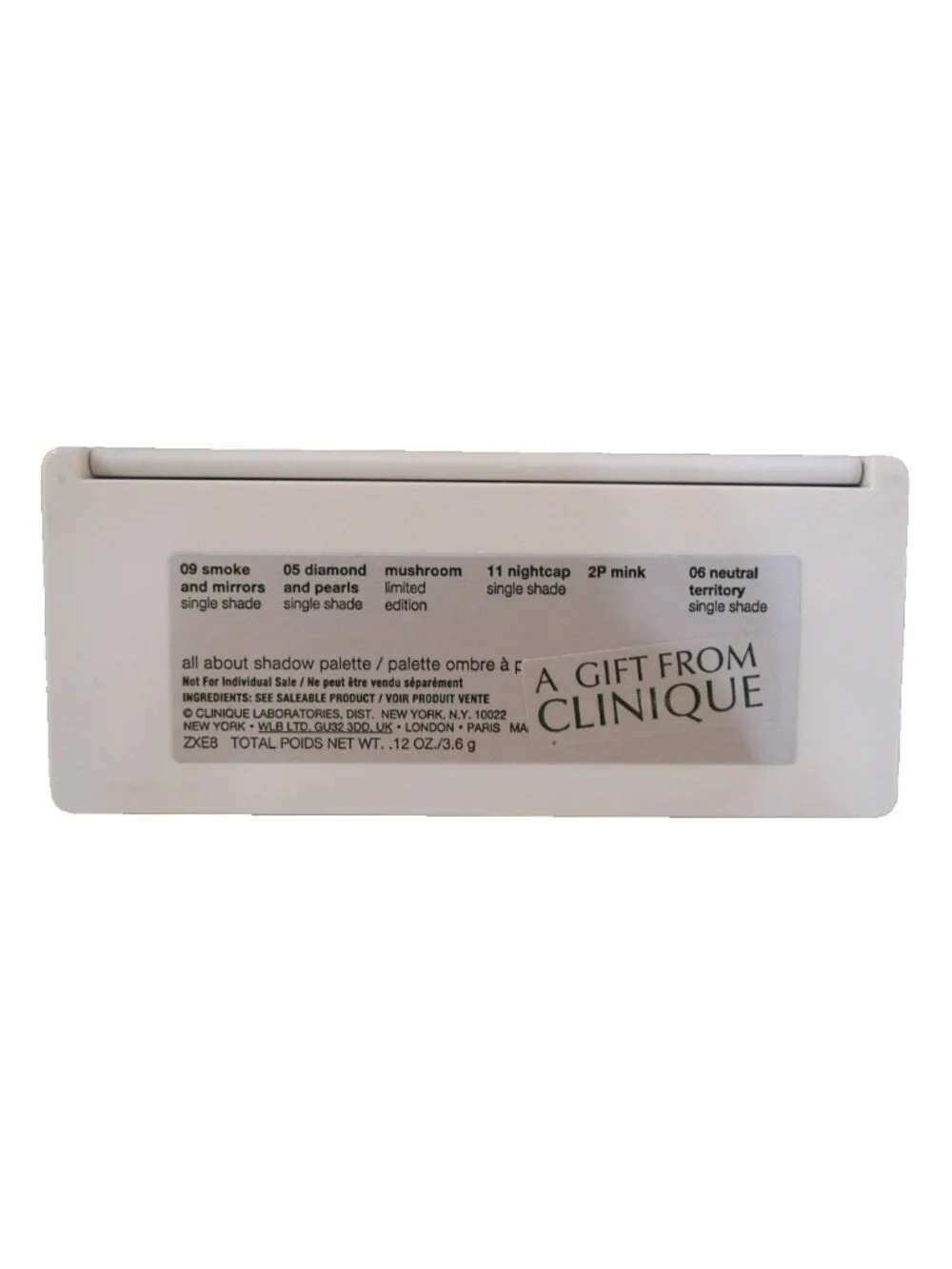 Clinique All About Shadow Pallet six shades eye shadow grays & beige, New